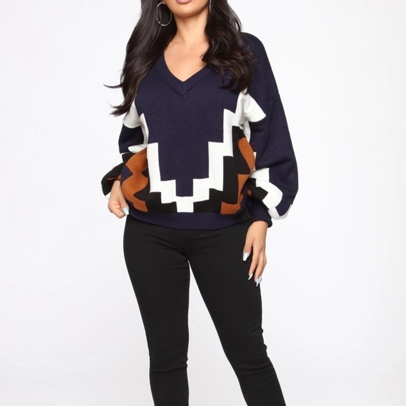 COPY - In That Moment Colorblock Sweater-Navy/Combo - Picture 3 of 8